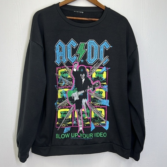 AC/DC - Blow Up Your Video AC/DC Colorful Graphic Long Sleeve Sweatshirt Size XL - Picture 6 of 8
